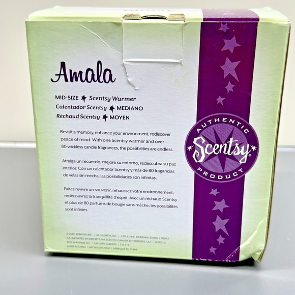 Scentsy Amala Warmer White Ceramic With Flower Design Mid-Size Authentic Product - Picture 10 of 10